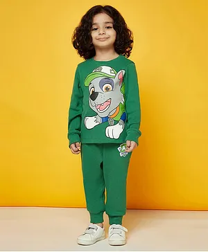 Spunkies Paw Petrol Featuring Organic Cotton Full Sleeves  Rocky Printed Night Suit -  Green