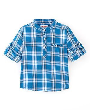 Babyhug Woven Full Sleeves Kurta Shirt Checkered - Blue