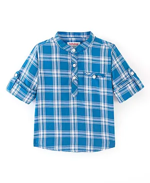 Babyhug Woven Full Sleeves Kurta Shirt Checkered - Blue