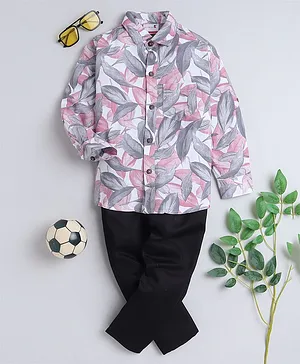 BAATCHEET  Full Sleeves Leaf Printed Shirt With Pant - Pink