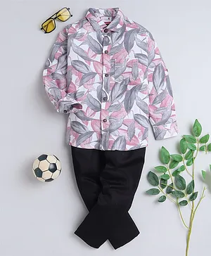 BAATCHEET  Full Sleeves Leaf Printed Shirt With Pant - Pink