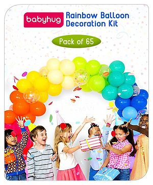 Babyhug Rainbow Balloon Decor Kit Multicolor - Pack of 65