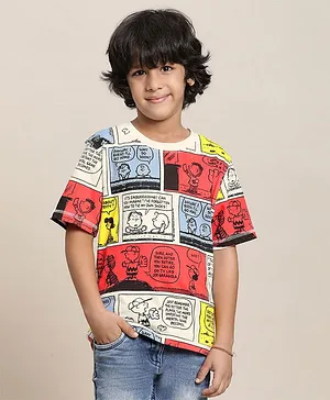 Kidsville Peanuts Featuring Half Sleeves Snoopy Printed Tee - Off White