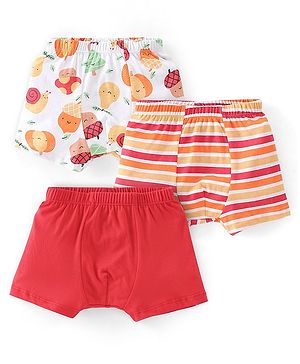 Babyhug 100% Cotton Knit Fruity Print Trunks Pack of 3 - Multicolour