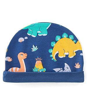Babyhug 100% Cotton Knit Cap Dino Print - Navy Blue