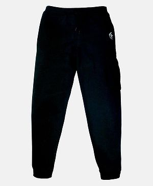 Kiddopanti  Fleece Solid Cargo Track Pant - Jet Black