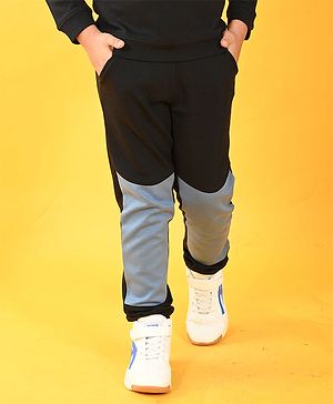 Anthrilo Interlock Colour Blocked Fleece Joggers - Black