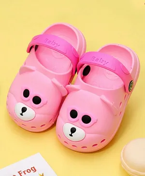 Yellow Bee  Adorable Puppy Detailed Slingback Clogs - Pink