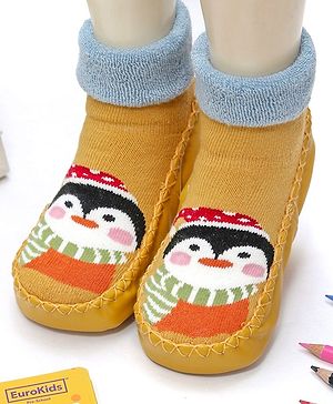 Yellow Bee Penguin Printed Anti Skid Socks Shoes - Yellow
