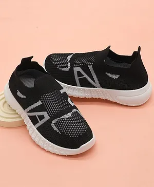FEETWELL SHOES Abstract Mesh Detailed Slip On Shoes - Black