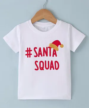 Orrigany Cotton Knit Elastane Half Sleeves Christmas Tops -White