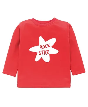 Kadam Baby Full Sleeves Rock Star Text Printed Tee - Red