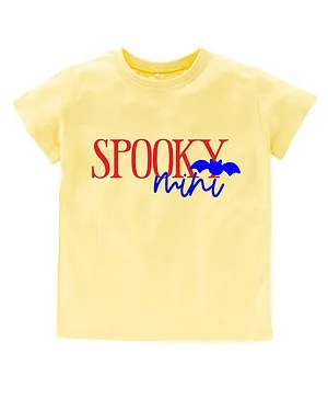 Kadam Baby Halloween Theme Half Sleeves   Spooky Mini Text Printed Tee  - Yellow