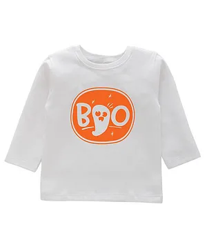 Kadam Baby Halloween Theme Full Sleeves Boo Text Printed Tee - White