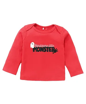 Kadam Baby Halloween Theme Full Sleeves Handsome Little Monster Printed Tee - Red