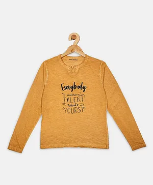Nins Moda Full Sleeves Everybody Text Printed Tee - Mustard Yellow