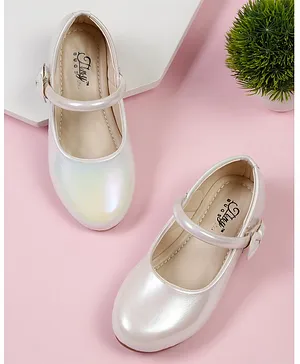 Tiny Bugs Glossy Finished Party Wear Ballerinas - Off White