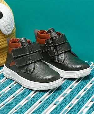 Tiny Bugs Unisex Double Velcro Closure Ankle Length Boots - Black