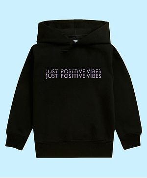 NUSYL Unisex Full Sleeves Just Positive Vibe Text  Printed Sweatshirt - Black