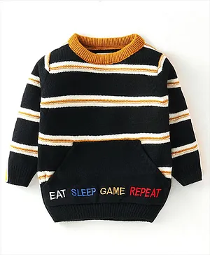 Yellow Apple Full Sleeves  Pullover Sweater - Black