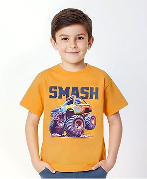 Pine Kids Half Sleeves Smash Printed T-Shirt - Old Gold