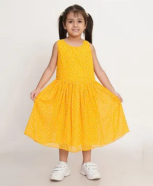 Creative Kids Sleeveless All Over Sprinklers Printed Fit & Flare Dress - Yellow
