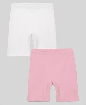 Mackly Pack Of 2 Solid Cotton Inner Wear Shorts - White  And Pink