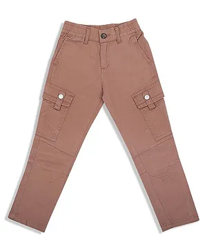 LEO Solid Slim Fit Stretchable Cargo Pant - Coral Pink