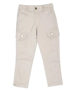 LEO Solid Slim Fit Stretchable Cargo Pant - Beige
