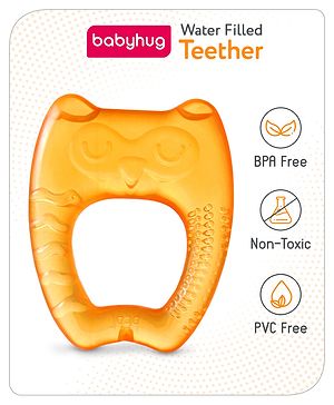 Babyhug Water Filled Owl Shape Teether -Orange