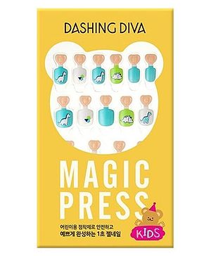 DASHING DIVA Magicpress Dinosaur Press On Nails Artificial Nails Lightweight Manicure For Kids Manicure(Kids)