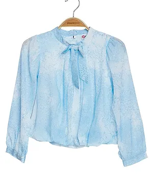 Peppermint Full Sleeves Colour Gradient Shimmer Top - Blue