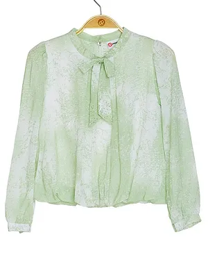 Peppermint Full Sleeves Colour Gradient Shimmer Top - Green