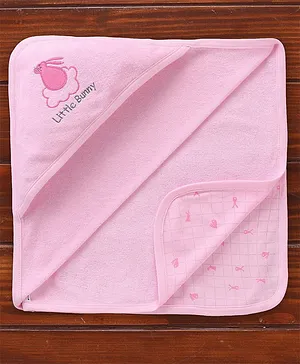 Pink Rabbit Cotton Knit Towel & Wrappers Bunny Print L 80 x B 80 cm  -Peach