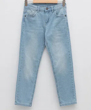 LC Waikiki Solid Button Down Slim Fit Jean Trousers - Light Indigo Blue