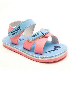 Beanz Unisex Colour Block Detailed Velcro Closure Sandals - Sky Blue  Pink