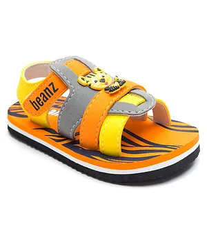 Beanz Unisex Animal Applique Detailed Velcro Closure Sandals - Orange Gray