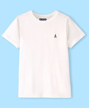 Pine Kids 100 % Cotton Half Sleeves Round Neck T-Shirt - Snow White