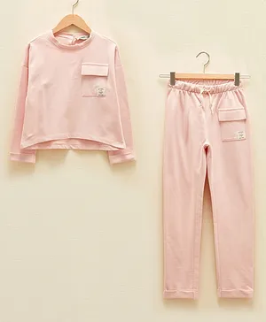 LC Waikiki Full Sleeves Solid Sweatshirt With Coordinating Pant - Pink