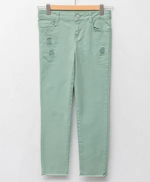 LC Waikiki Mild Distressed Cotton Elastane Gabardine Trousers - Green