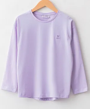 LC Waikiki Full Sleeves Placement Lovely Heart Embroidered Tee - Lilac