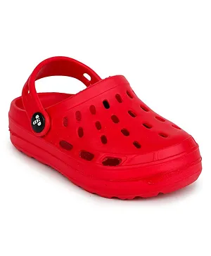 Toothless Perforated Slingback Clogs - Red