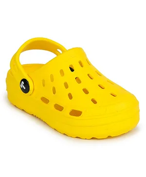 Toothless Perforated Slingback Clogs -  Yellow