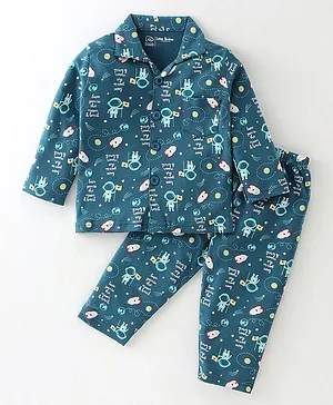 Little Darlings Pyjama Sets Full Sleeves Interlock Unisex Lagoon blue XXL (24-30M)