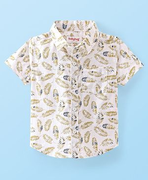 Babyhug 100% Cotton Half Sleeves Shirt Leaves Print - White