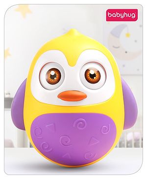 Babyhug Penguin Musical Push and Shake Eye Blinking Yellow Roly Poly| Wobbling Bell Sounds For 8 Months+| Child Safe Material| Gifting Toy| BIS Certified (Colour May Vary)