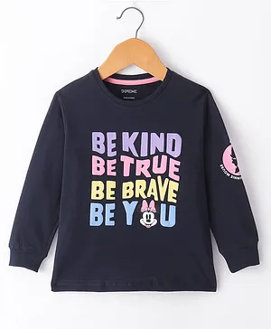 Doreme Single Jersey Full Sleeves T-Shirt Minnie & Text Printed - Navy Blue