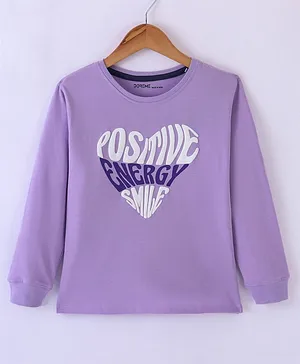 Doreme Single Jersey Full Sleeves T-Shirt Text Printed - Bright Lilac