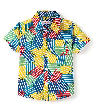 Babyhug Cotton Knit Half Sleeves Striped Shirt - Multicolour