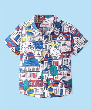 Babyhug 100% Cotton Woven  Half Sleeves Shirt with City Theme Print  - White